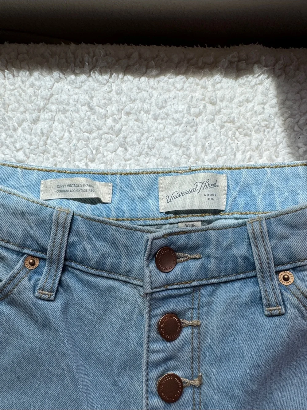 Universal Thread Light Blue High Rise Button-Fly Jeans - Picture 2 of 5